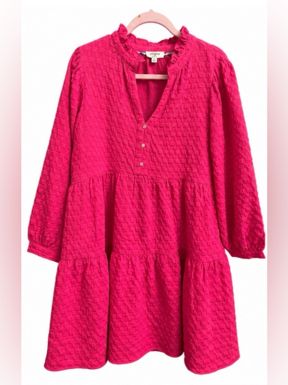Umgee NWOT Pink Textured Tiered Babydoll Dress Small
